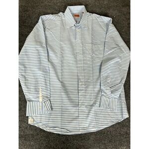 Bruli Mens White Blue Striped Long SleeveShirt‎ Swiss Made Size L
